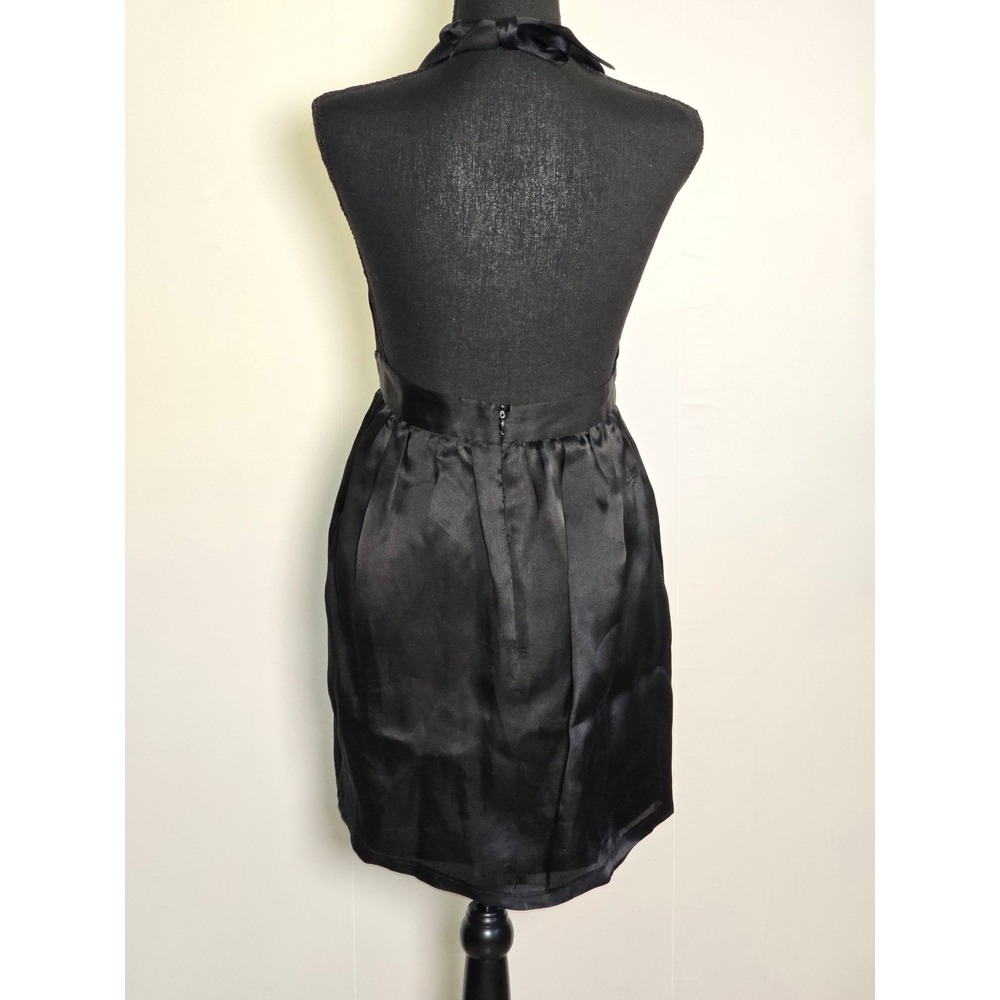 Julie Haus 100% Silk Halter Mini Dress – Black, Elegant Pleated Skirt Size 6 - Picture 4 of 9